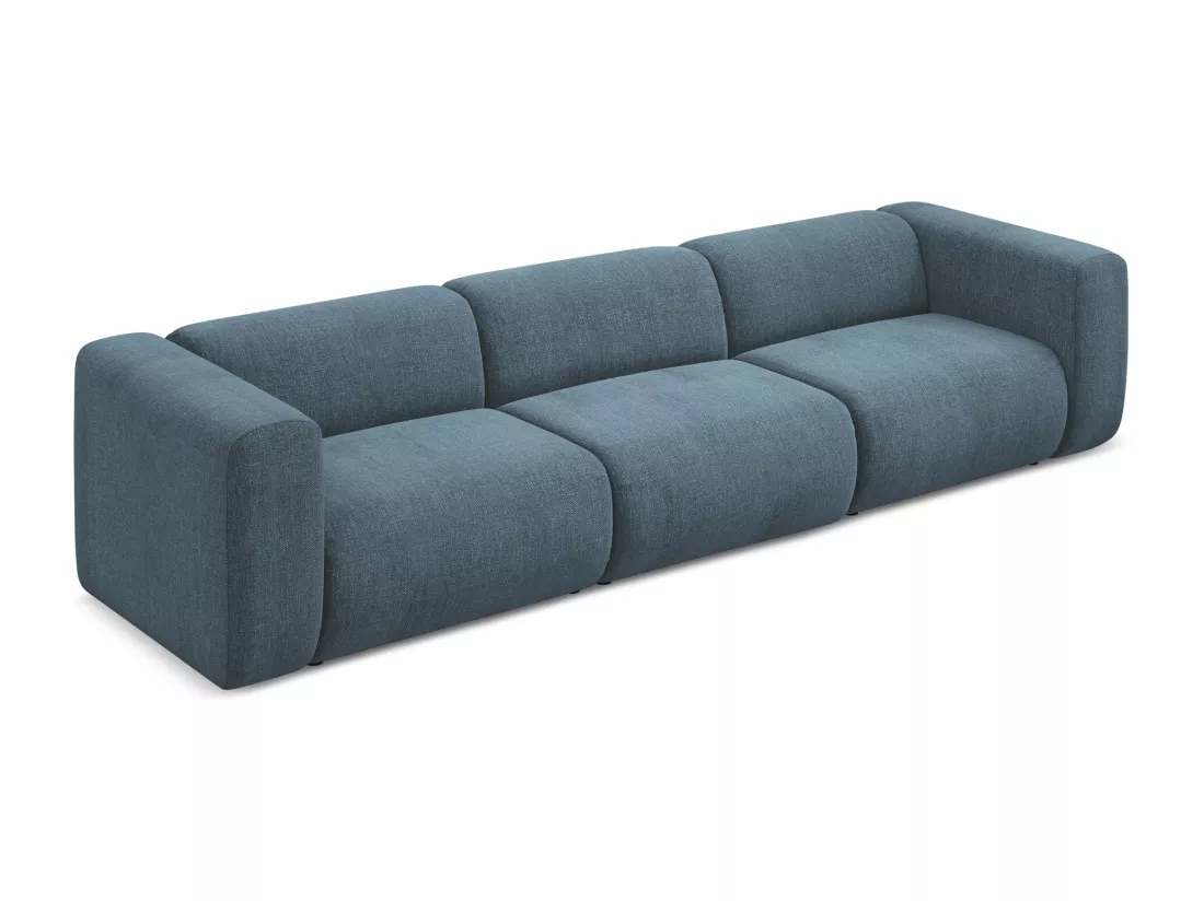 Canapé modulable 4 places en tissu chenille - jeans - EKAHI