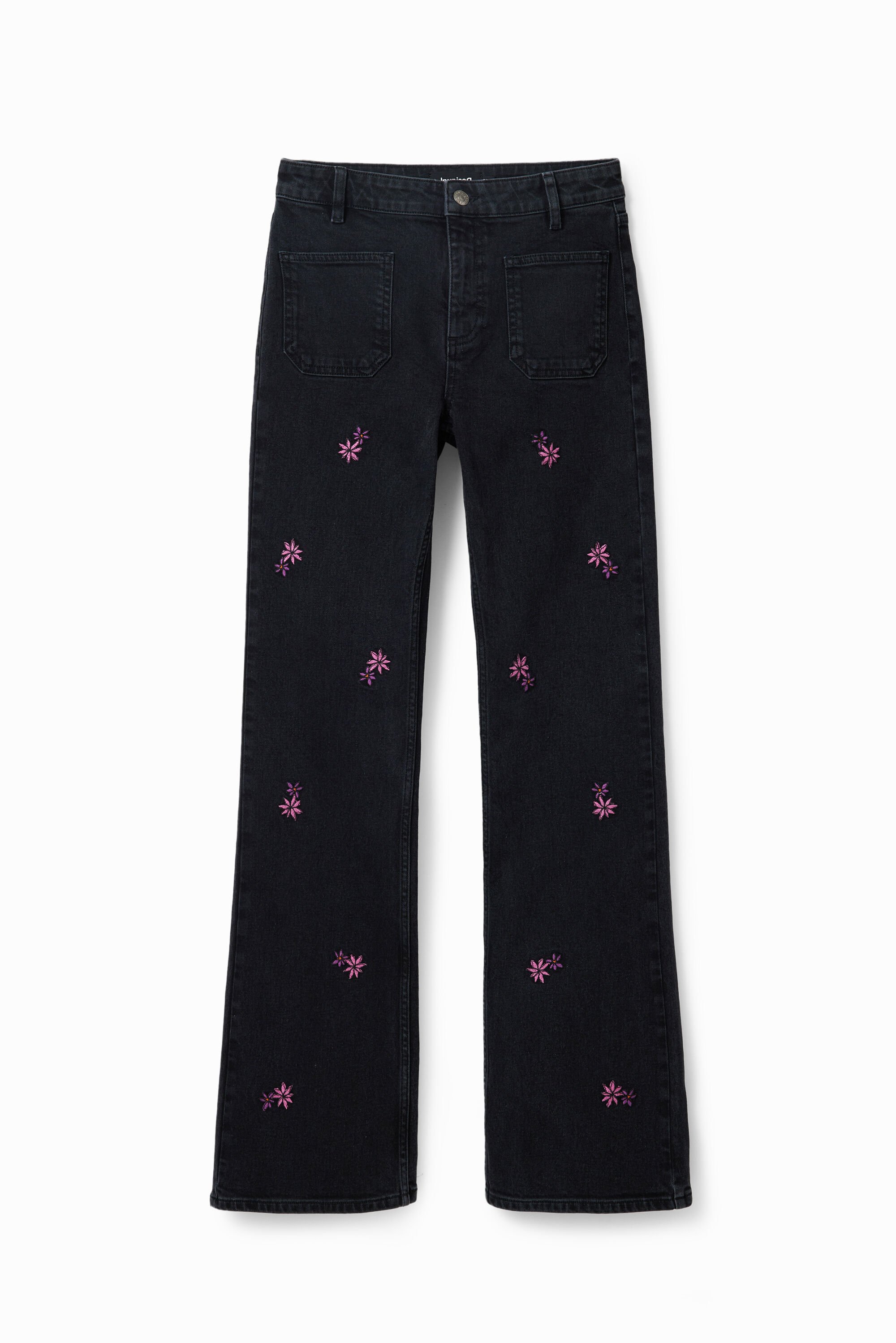Jean flare fleurs