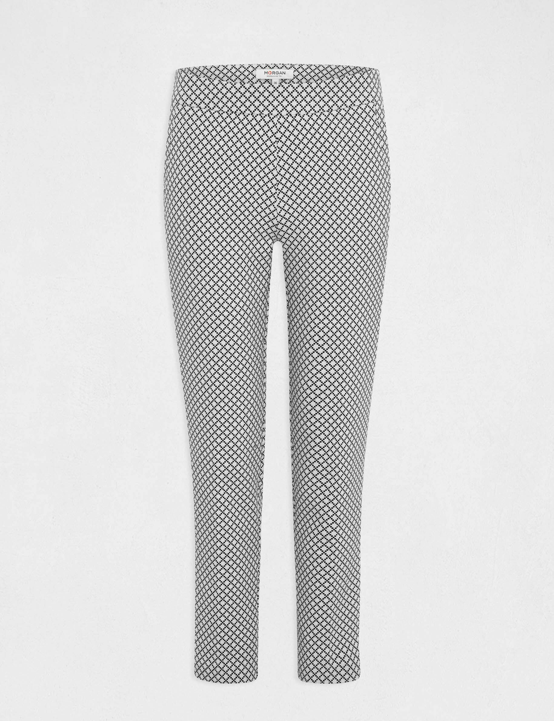 Pantalon cigarette 7/8ème imprimé ecru femme - ecru