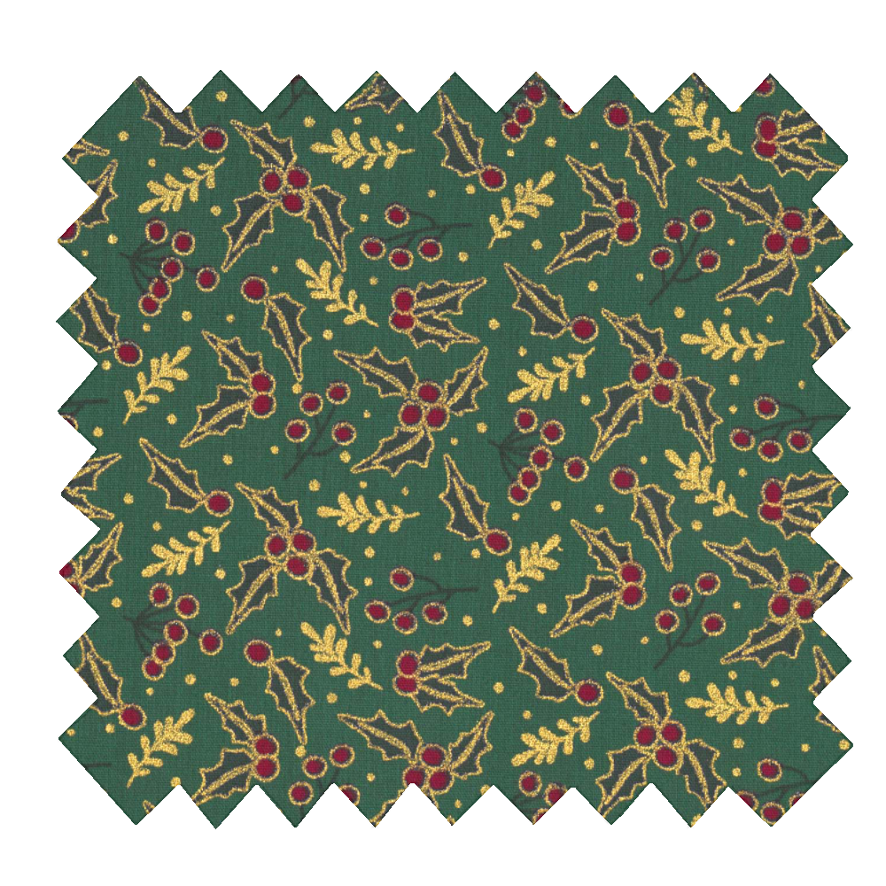 Tissu Coton Au Mètre Ex2237 Houx Vert