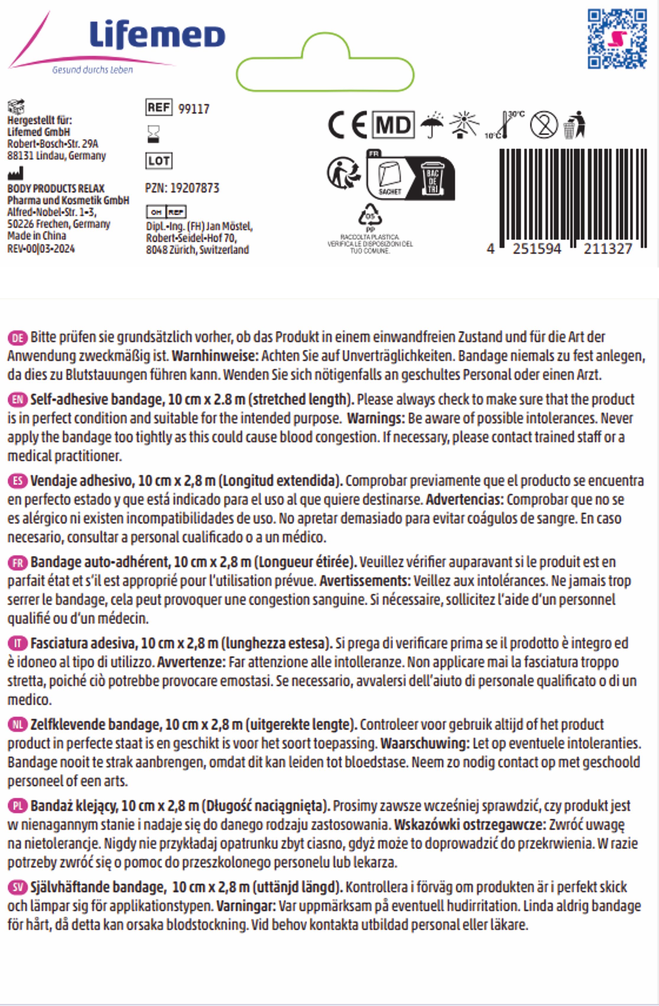 Lifemed Selbsthaftende Bandage