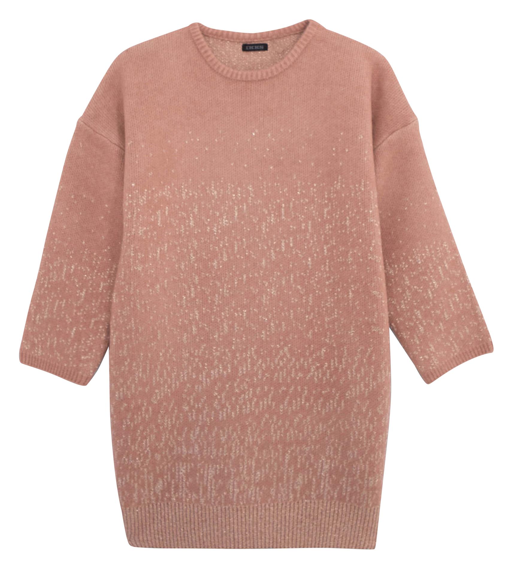 Robe pull longue en jacquard | Rose