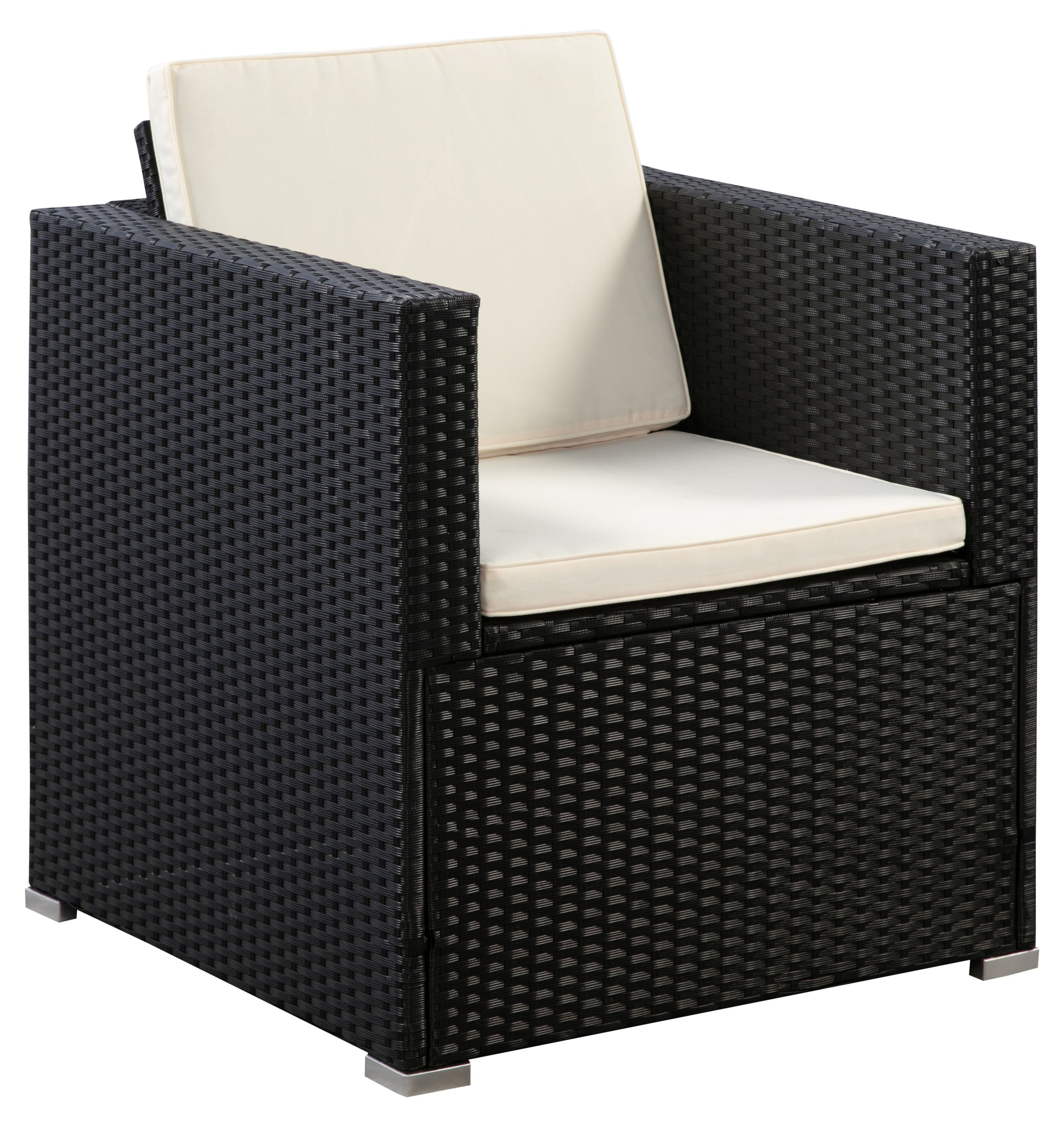 Rattanlounge SANTORINI schwarz/beige