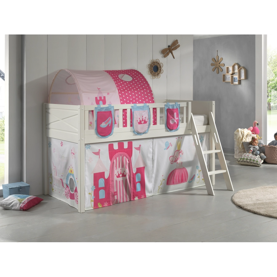 VIPACK Spielbett SCOTT 90 x 200 cm Princess 3-teilig weiß