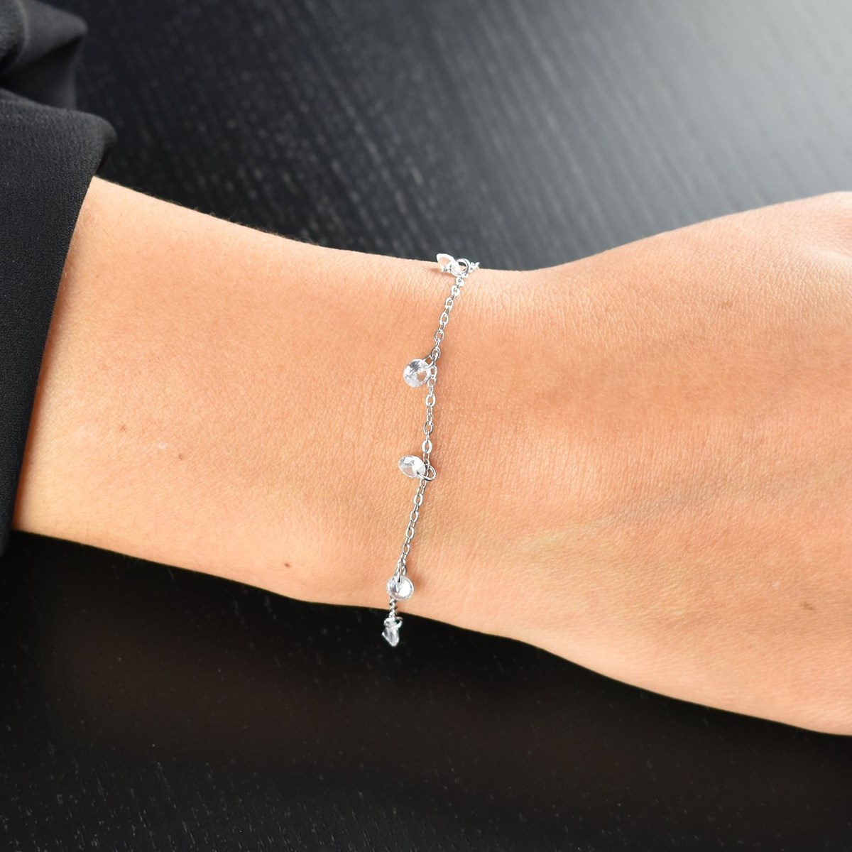 Bracelet pampilles d'oxydes de zirconium Argent 925 Rhodié