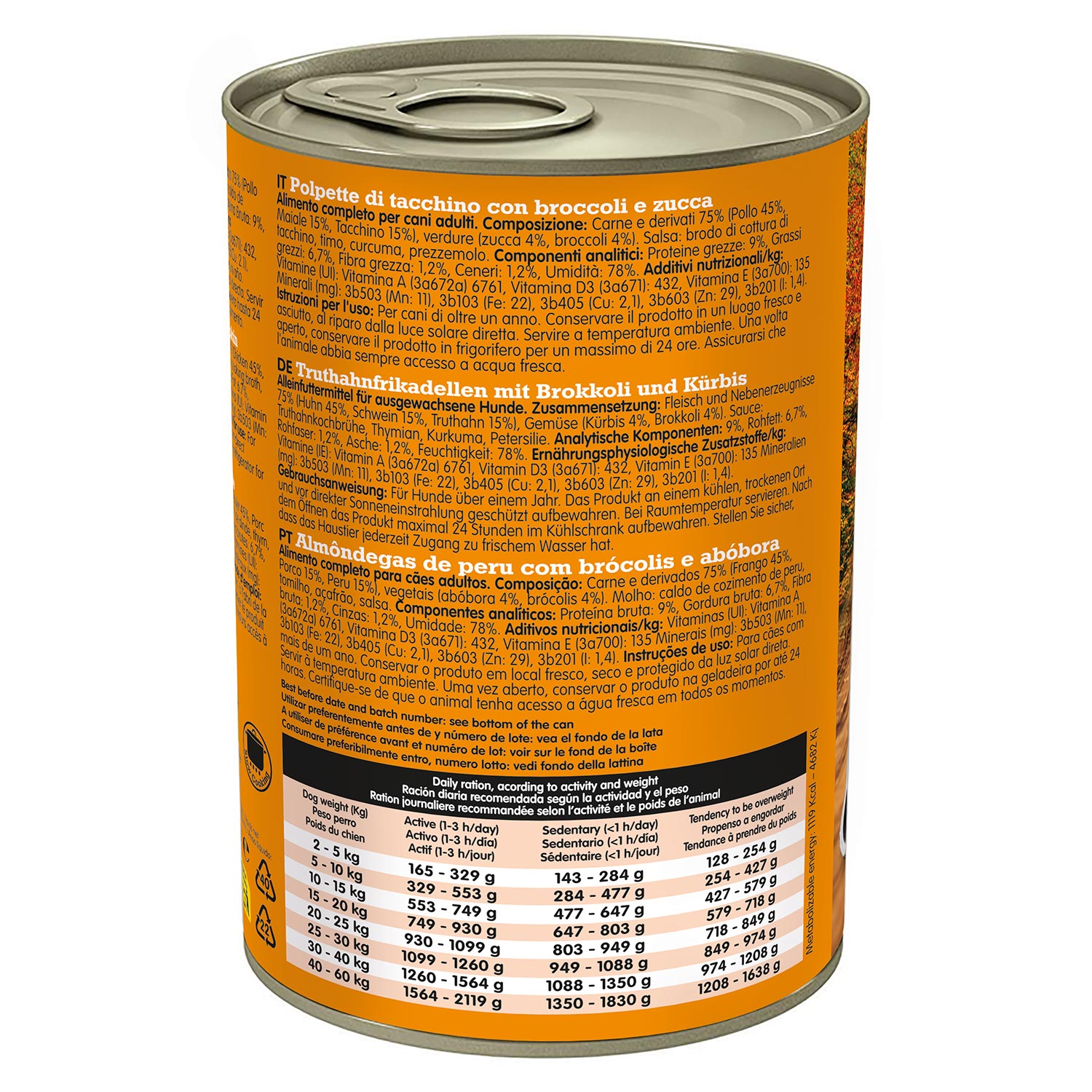 Almôndegas frescas de peru - Almôndegas com peru, brócolis e abóbora - 400g