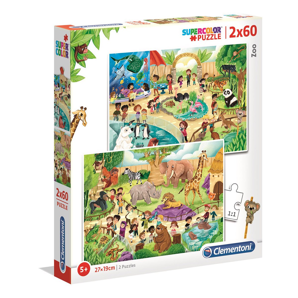 2 puzzles 60 pièces Supercolor au Zoo