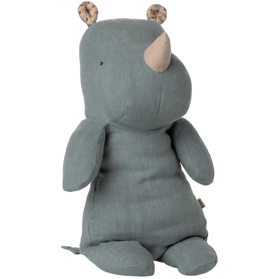 maileg safari friends neushoorn - dusty blue - 34 cm