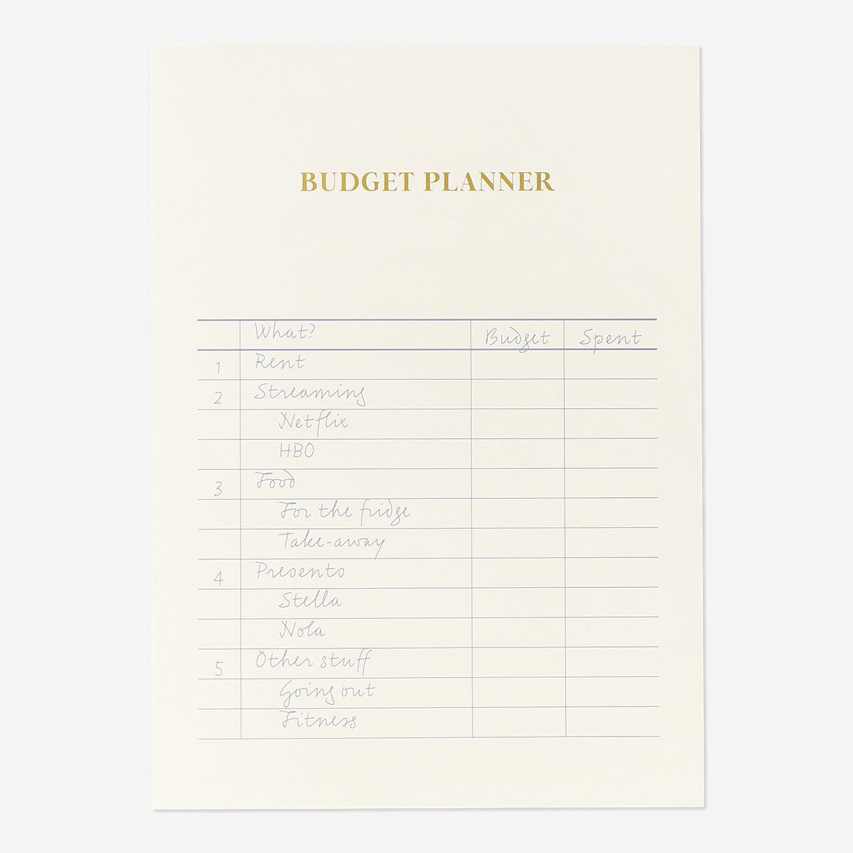 Budgetplanner A5 - engelsk