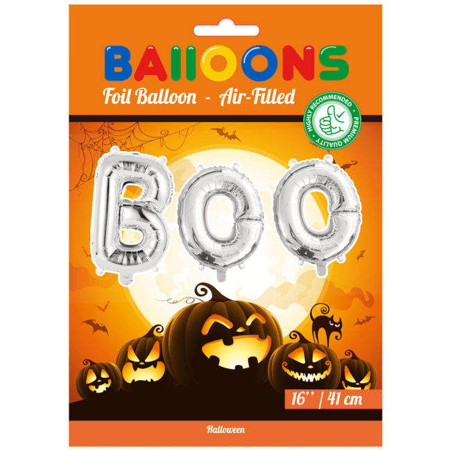 Ballonnen Letter Set Boo Zilver 41cm