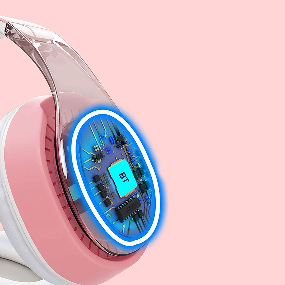 Bluetooth 5.0 LED Over-Ear Stereo Kopfhörer Headset mit Micro SD Slot / 3.5mm Klinken Anschluss / FM Radio - Schwarz