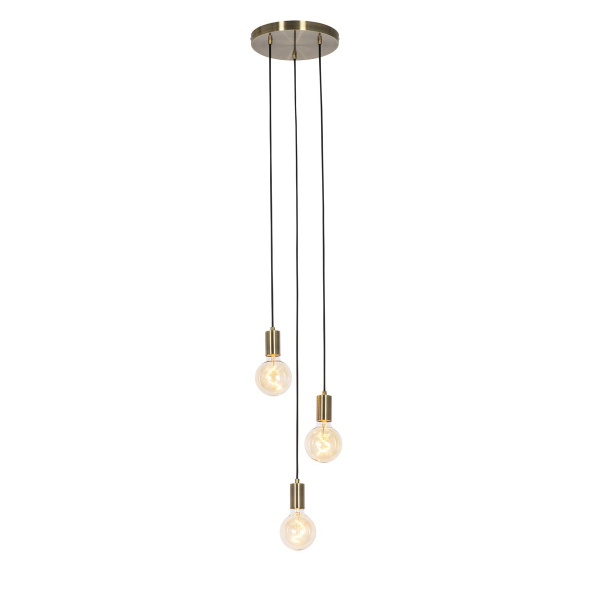 Industriële hanglamp brons 3-lamps - Facil