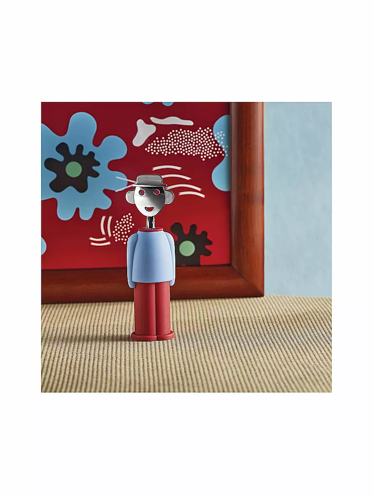 ALESSI Korkenzieher Alessandro M. Hellblau/Rot bunt