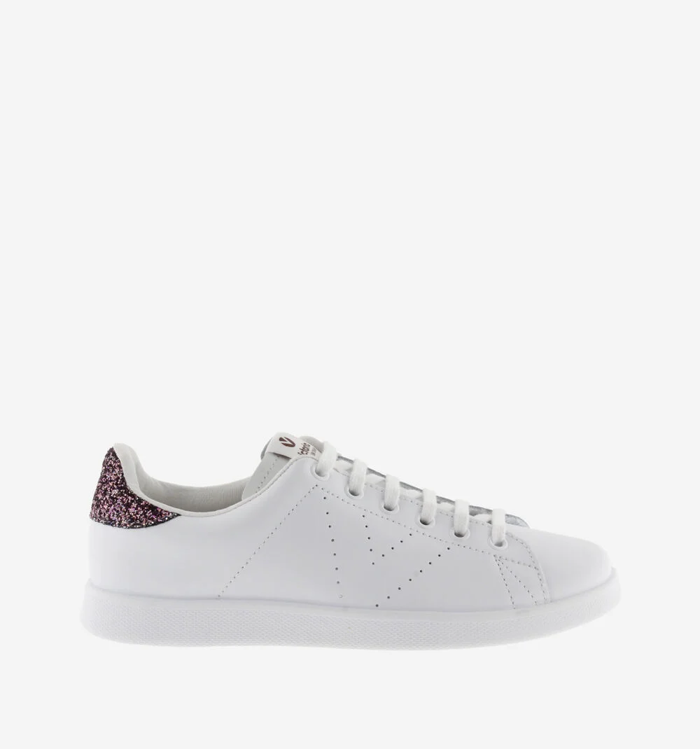 TENIS CUIR & GLITTER Baskets blanches en cuir MALVA