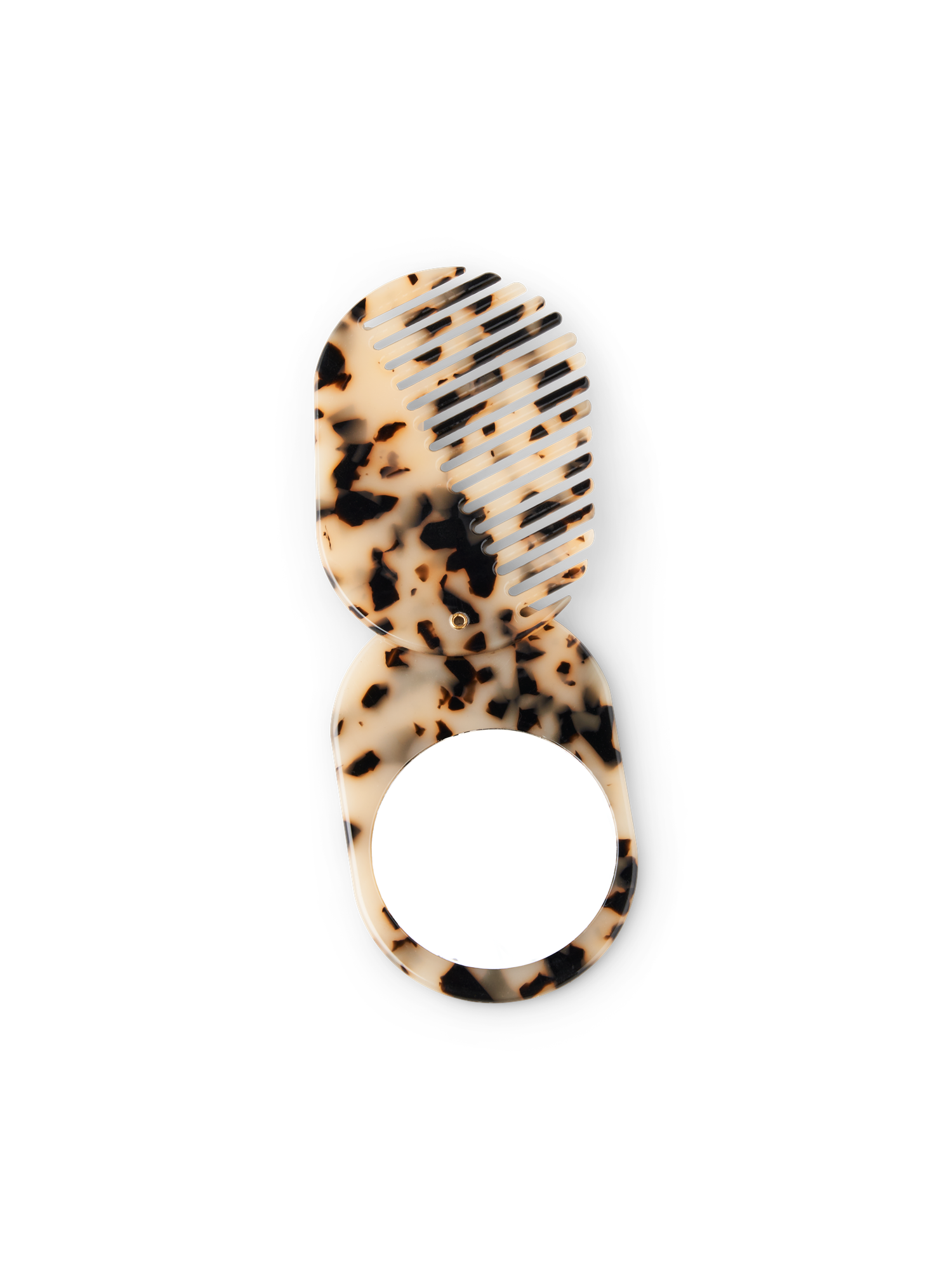 Foldbar kam | Akryl. 6,7 x 8,5 cm. Med spejl.  | Camel
