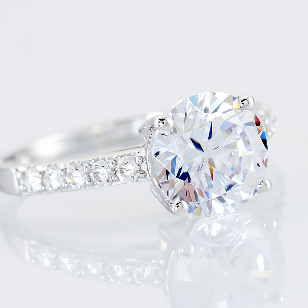 Bague Solitaire Terese Or Blanc Oxyde De Zirconium