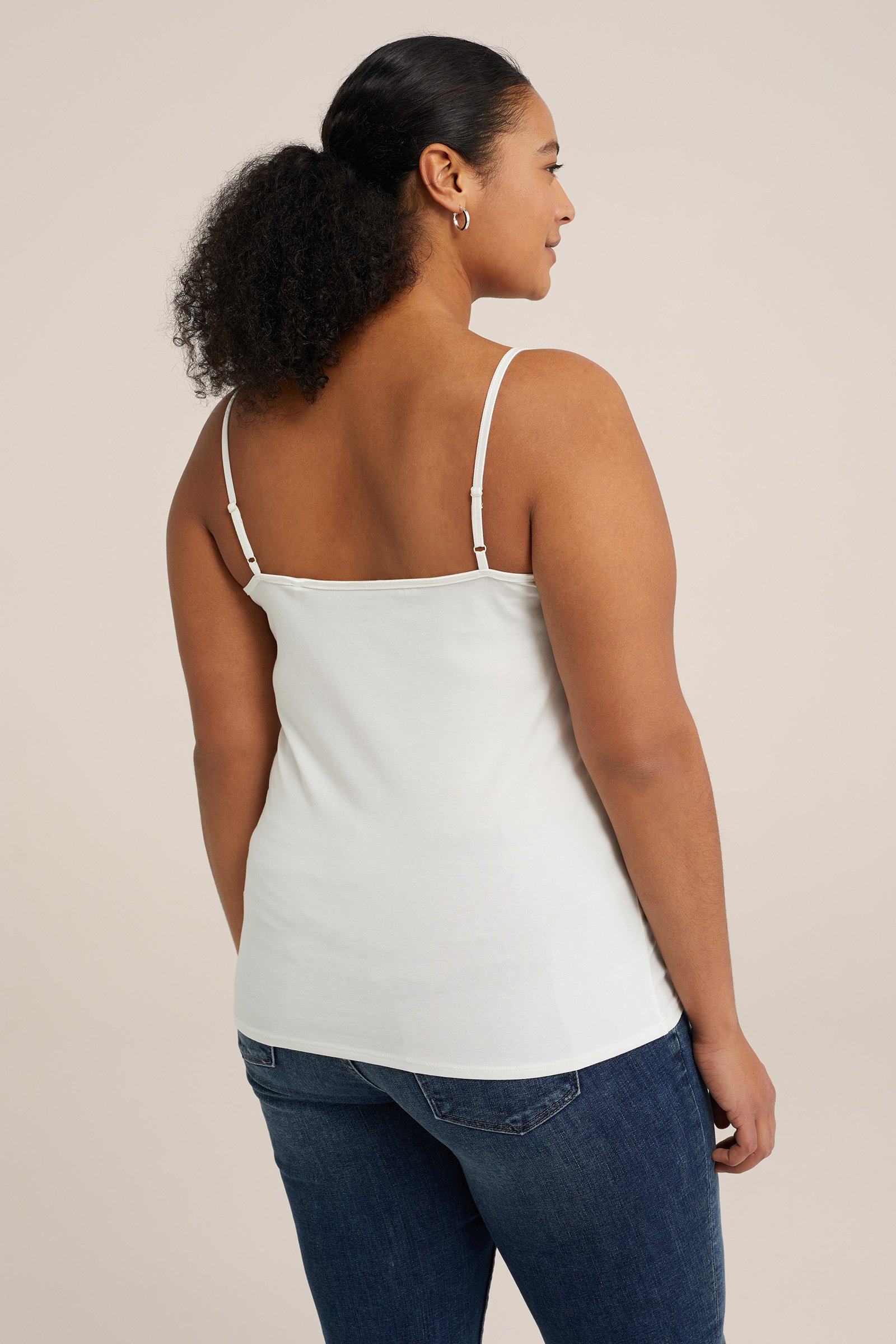 singlet met kant - Curve WE Fashion Gebroken wit