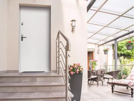 Porte d'entrée en acier pleine H207 x L100 cm blanc - poussant droit - AGUEDA