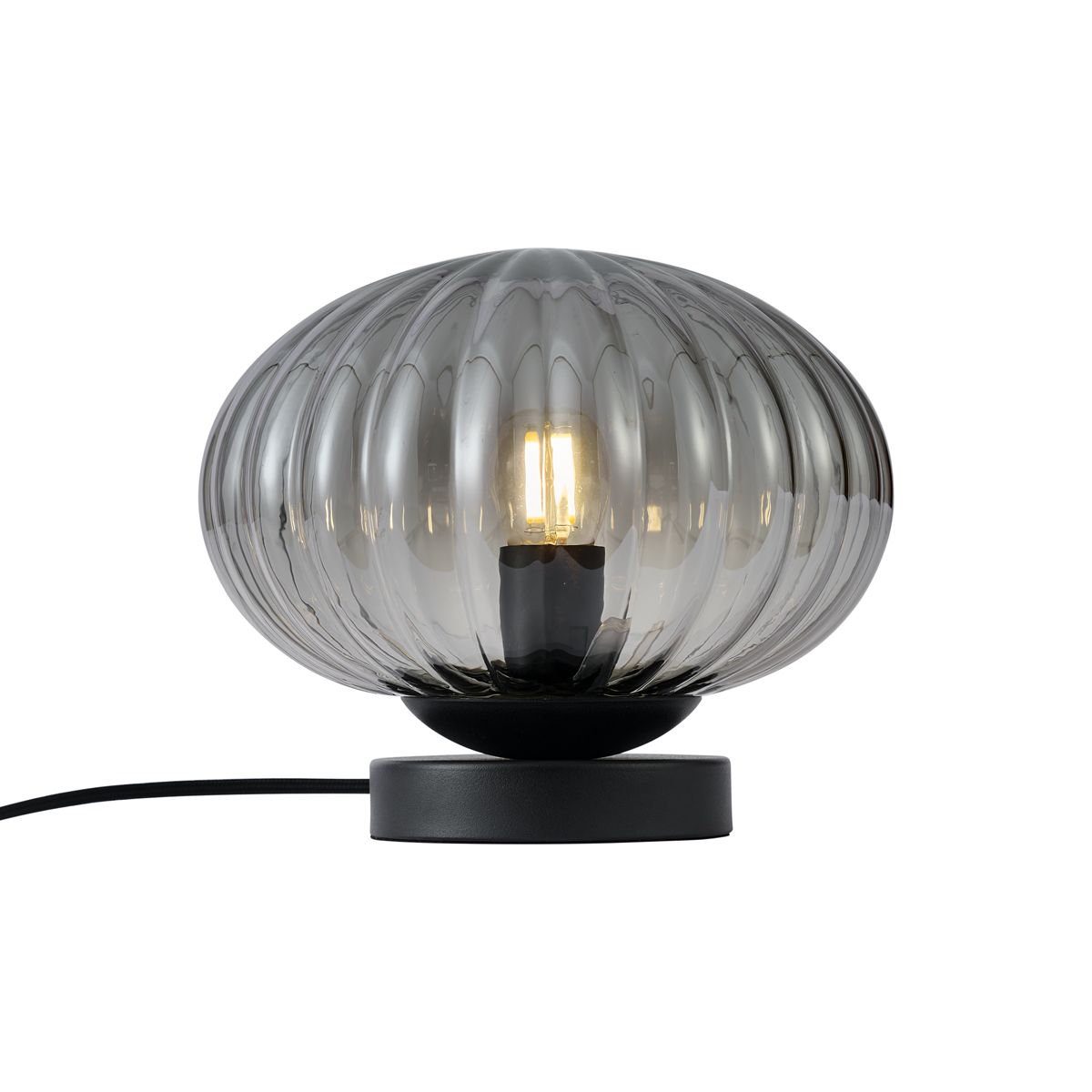 Design tafellamp zwart met smoke glas - Mochi