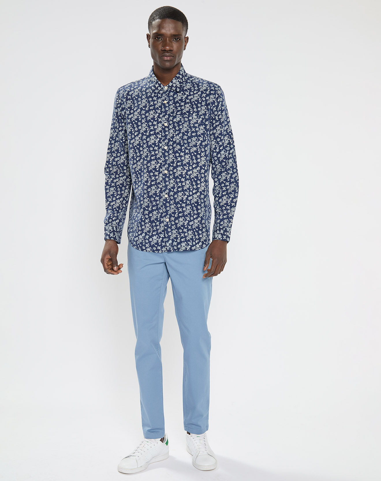 Scotch & Soda Pantalon Chino Super Slim Fit en Coton Bio mélangé Stretch bleu ciel