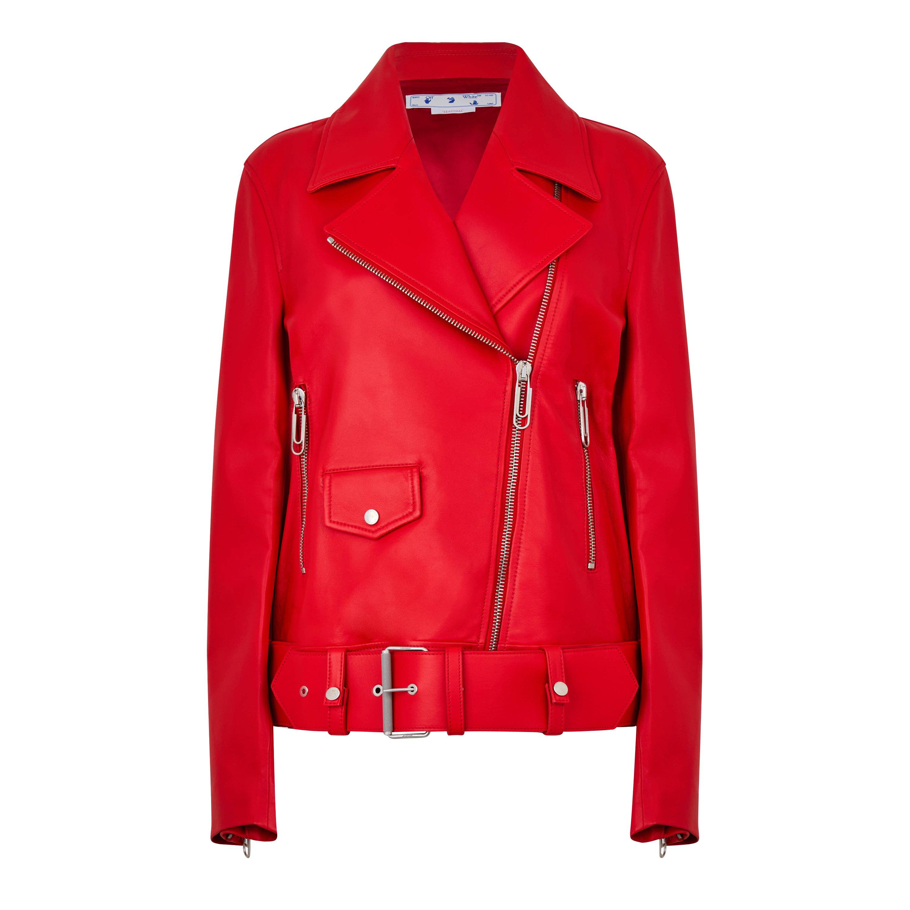 Off White Leather Biker Jacket