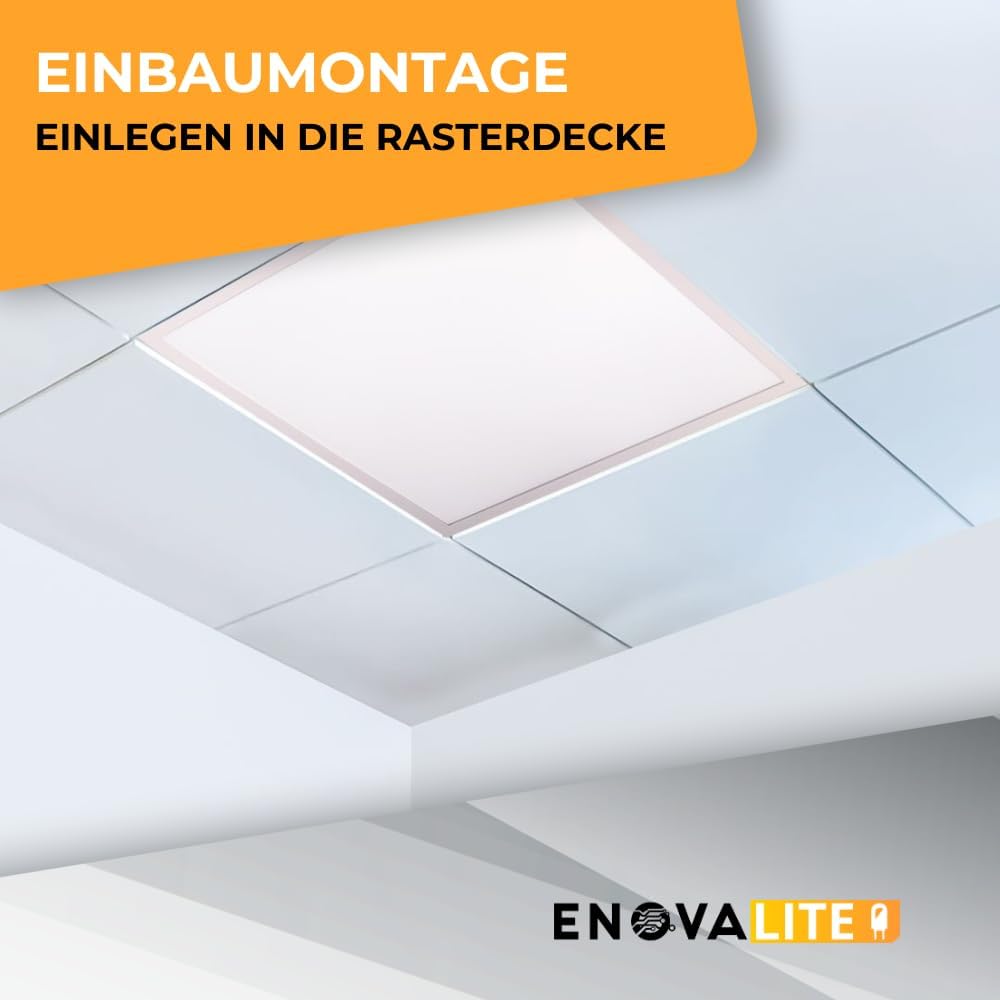 4x LED Panel 62x62 cm - 36W 4000K Neutralweiß 3600lm flimmerfrei - flache Einbauleuchte für Rasterdecke - LED Deckenleuchte Rasterleuchte Paneele - mit 230V Marken-Netzteil - 620x620x9mm