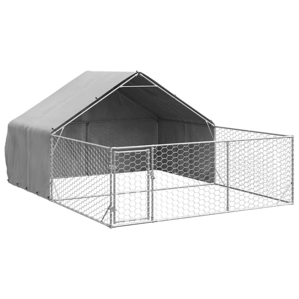 vidaXL Utendørs hundekennel med løpegård 4x3x1,9 m galvanisert stål