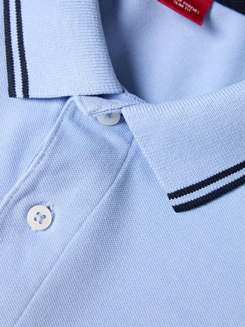 Polo piqué slim fit com riscas