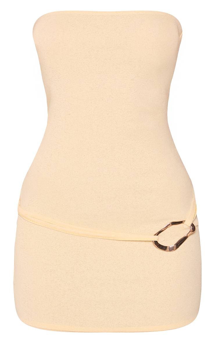 Butter Yellow Robe Mini Bandeau Fluide Avec Ceinture En Tissu Transparent Tissé Citron Petite