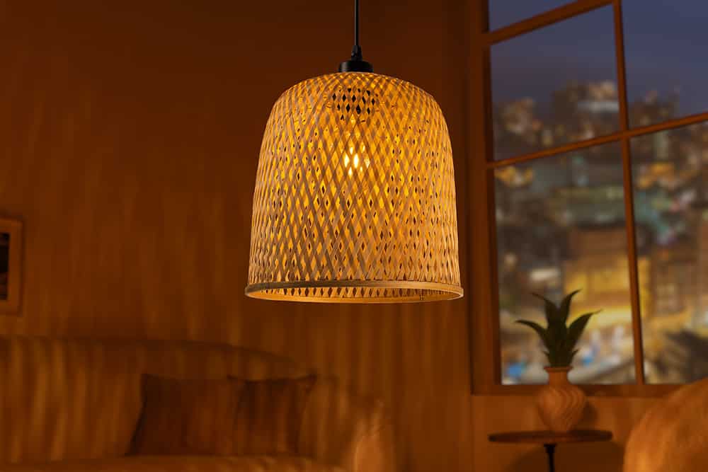 Handgefertigte Hängeleuchte ORGANIC LIVING 25cm natur Bambus Korb-Lampe Boho-Style
