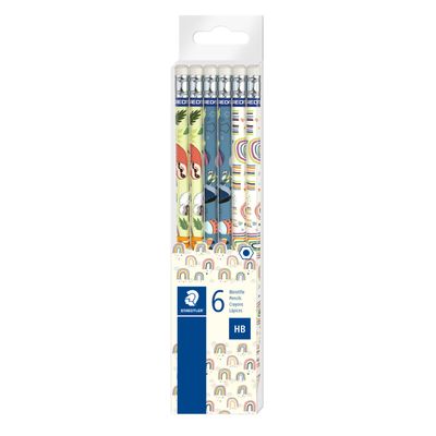 STAEDTLER Pattern - Pack de 6 crayons à papier HB - embout gomme