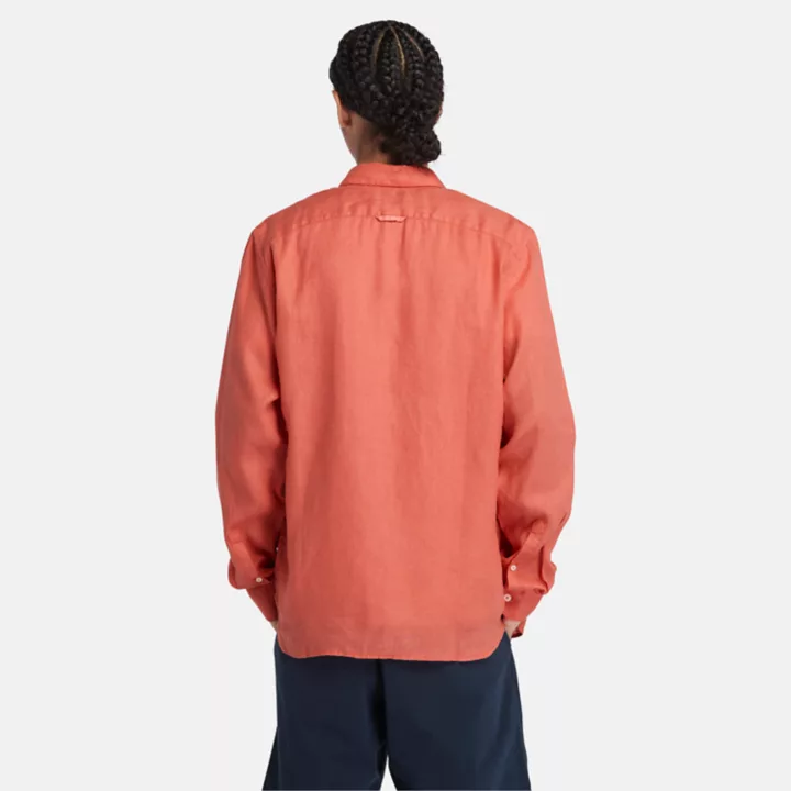 Chemise en lin Mill Brook pour homme en orange