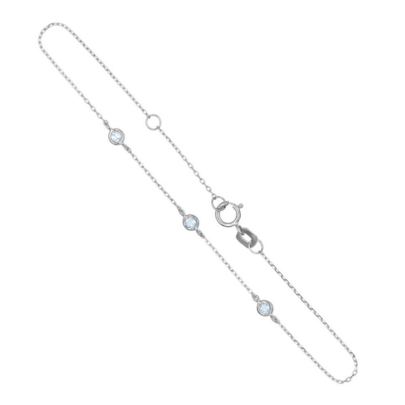 Bracelet Or Blanc et Topazes Bleues