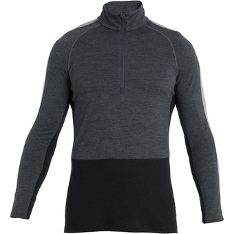 Icebreaker Merino Zoneknit 200 Half Zip Funktionsshirt Lang Jet Heather / Black / Metro  Herren