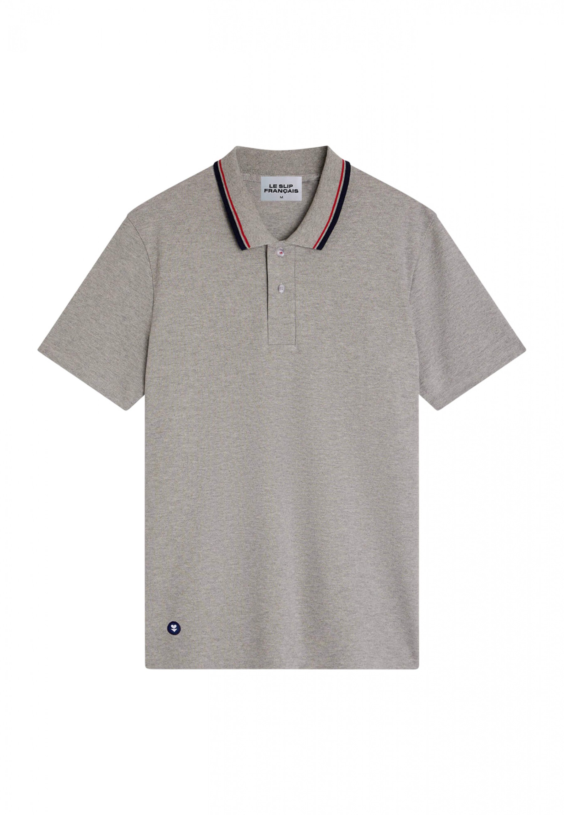 Polo en piqué de coton-Polo Gris Chiné