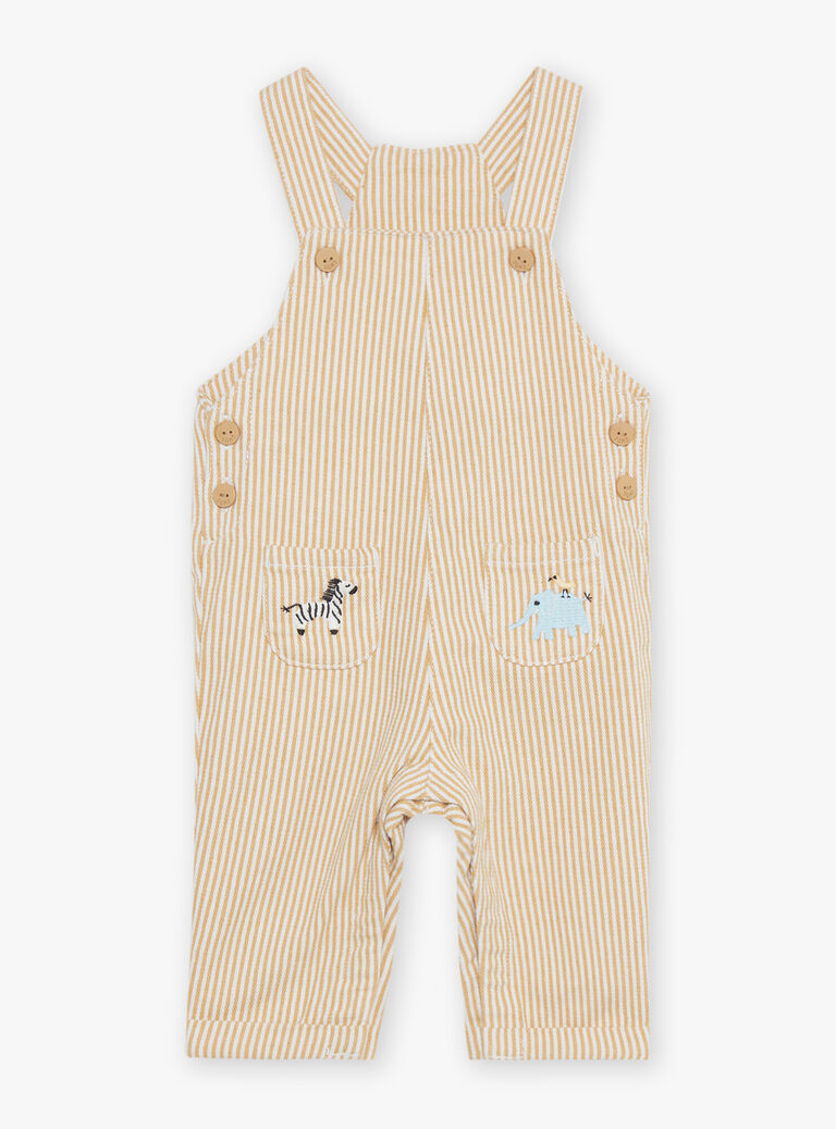 Salopette en twill écrues à rayures
