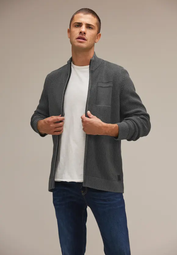 Cardigan mit Zipper - light iron grey