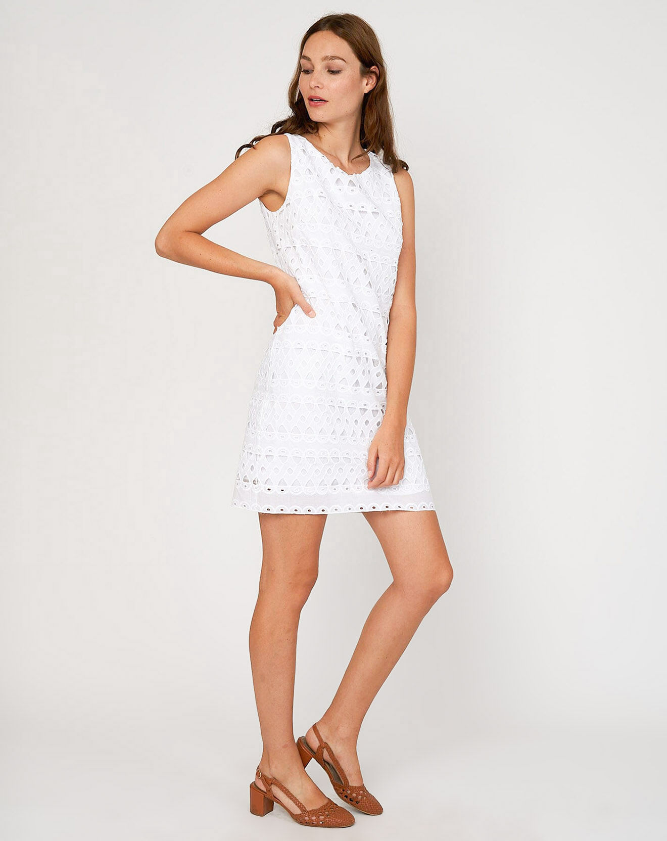 Derhy Robe Pia imprimée blanche