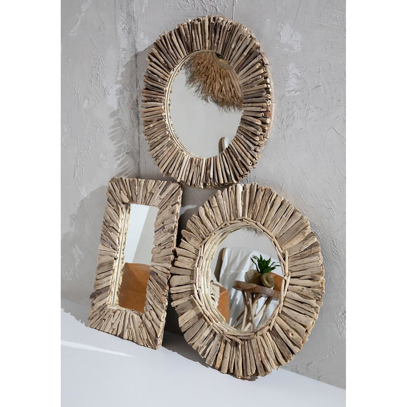 Bazar Bizar Miroir en bois flotté naturel -  60x41x4 cm