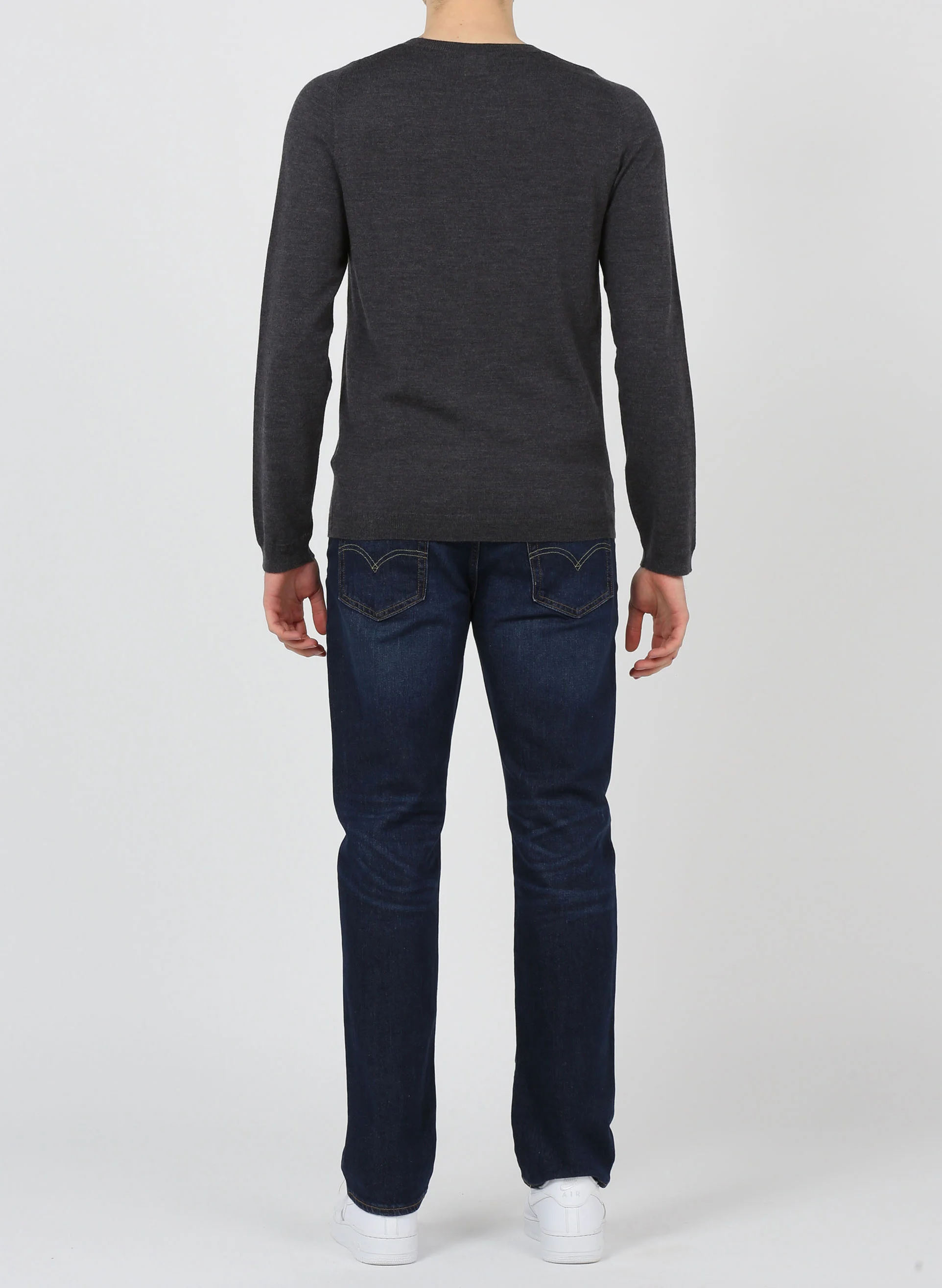 Pull col rond regular fit en laine | Gris