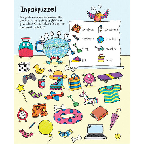 Uitgeverij usborne uitwisboek - puzzels op reis
