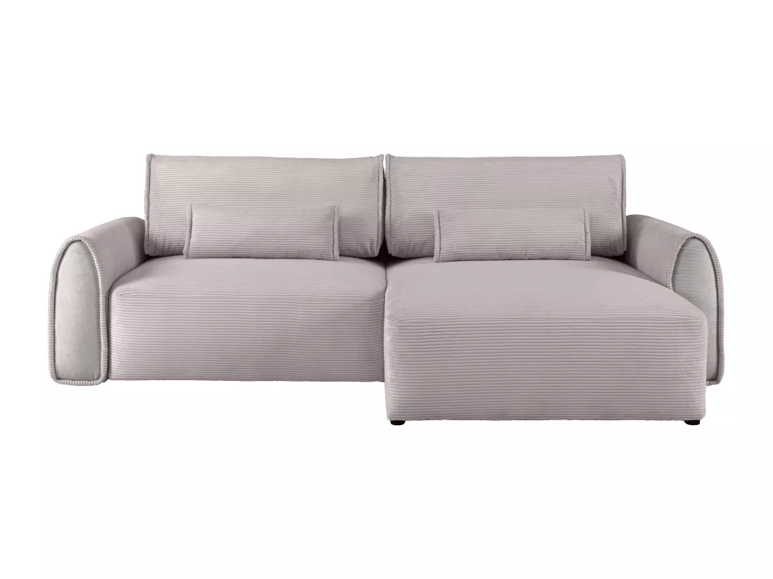 Canapé d'angle convertible et réversible en velours côtelé gris clair RISTANO