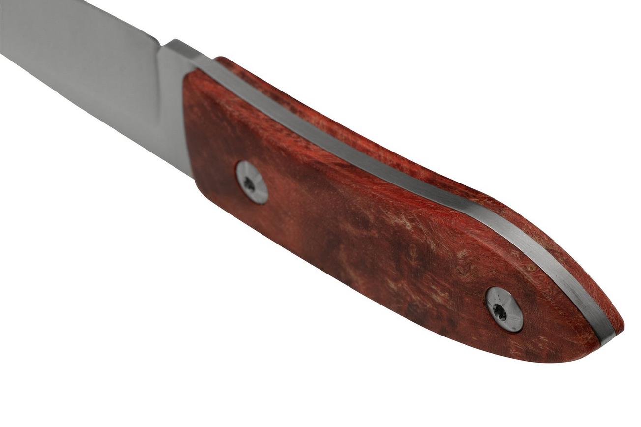 Maserin AM22, 923-RR Red Poplar Burl, vaststaand mes, Atillio Morotti design