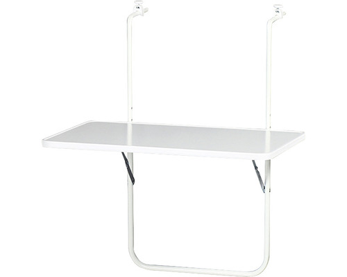 Hangende balkontafel, kunststof, 60x40 cm, wit