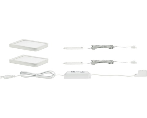 LED-meubelopbouwlampen, set van 2, 2 x 450 lm, 2700 K, 10,5 x 14 cm, Vane, vierkant, wit/mat