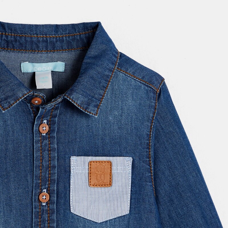 Chemise en jean bleue bébé garçon Bleu