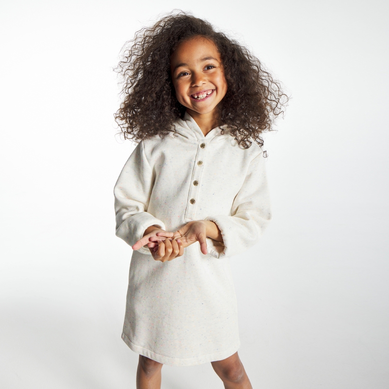 Robe sweat-shirt à capuche blanche fille