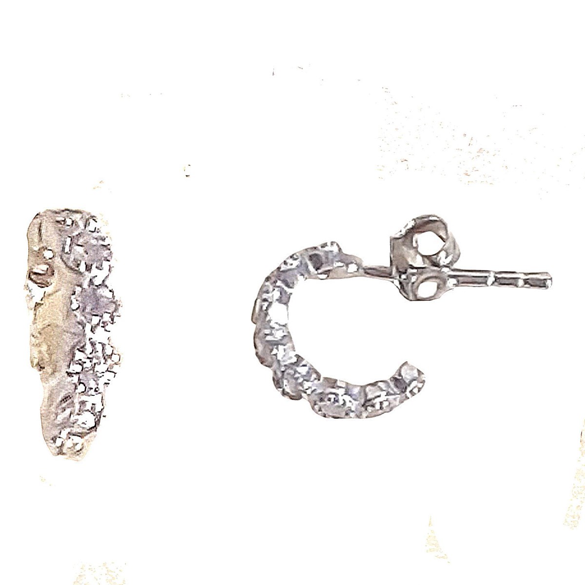 Boucles d'oreilles semi créoles cz cristal en argent 2mm