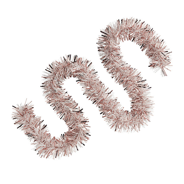 Guirlande de noël coloris blanc et rose finition brillante longueur 2 m