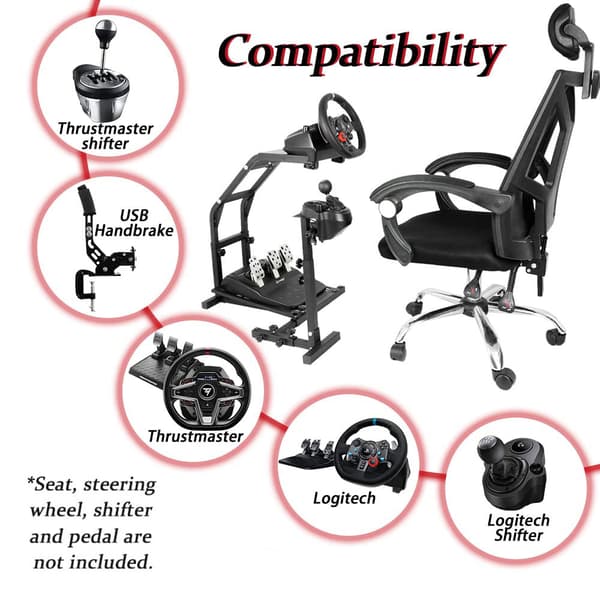 Racerstativ for Ratt & Pedaler - Thrustmaster / Logitech kompatibel
